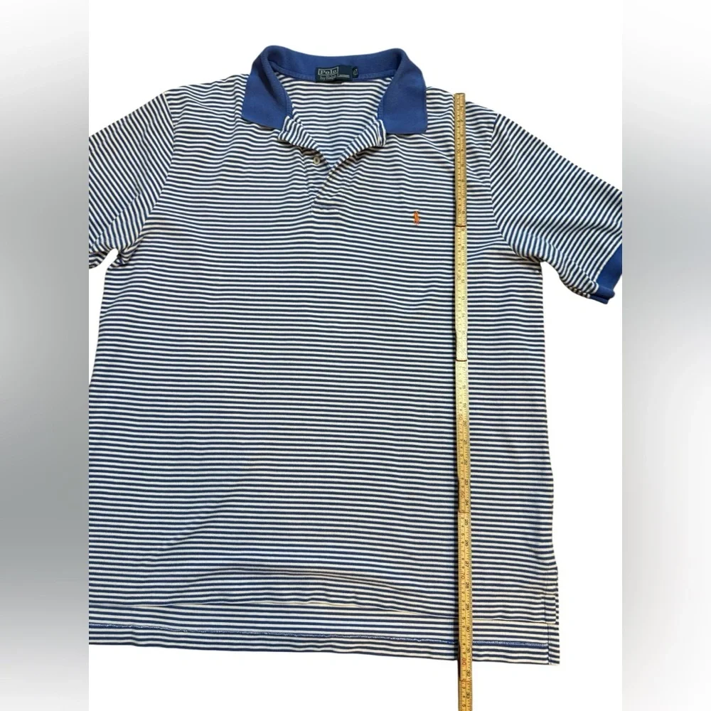 Ralph Lauren Men’s Blue White Striped Polo Shirt Classic Fit‎ Size XL Tall